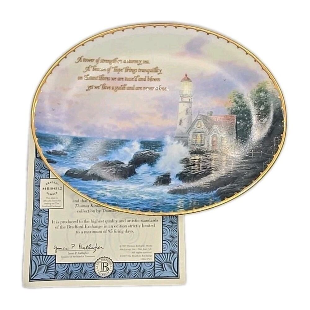 1997 Thomas kinkade beacon of hope plate guiding lights‎ lighthouse U314-32